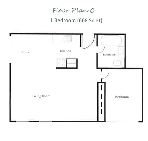 Floor plan Two Bedroom One Bath
