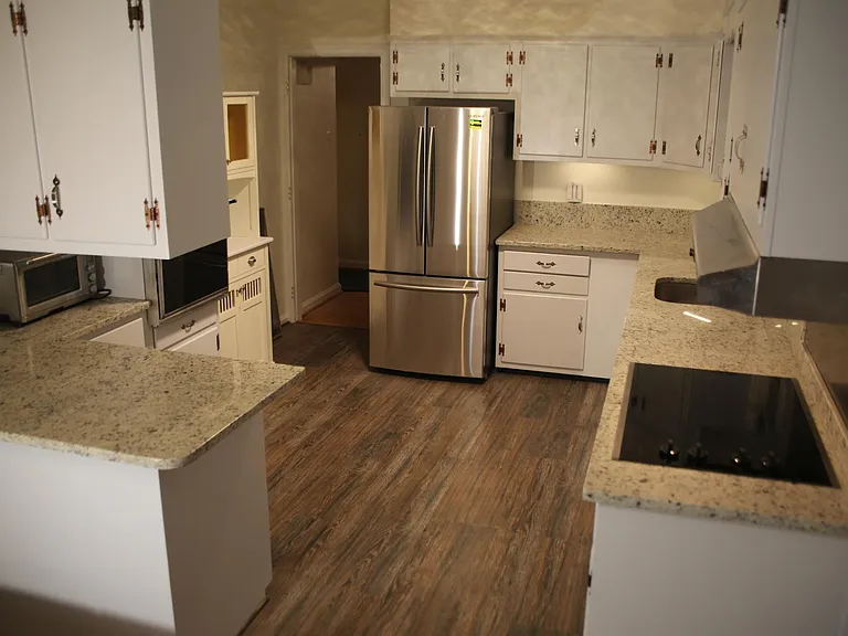 Large Open space Kitchen - birds view with new modern appliances: Fridge + Bosch silent dishwasher + MW + Cooktop +...