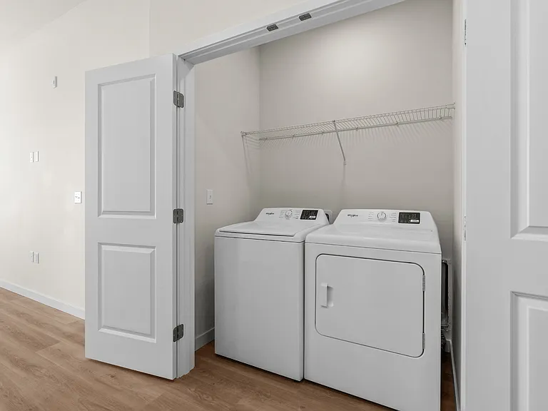 Enjoy the convenience of a full-size in-home washer and dryer, making laundry day simple and efficient.