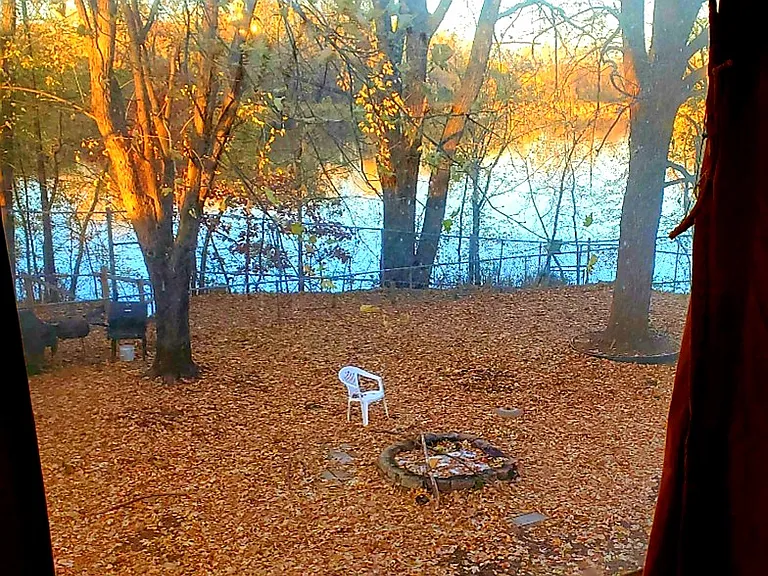View from living room window of Lake Sullivan and huge backyard.