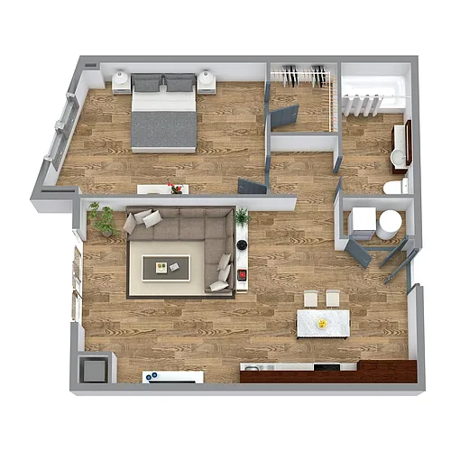 Floor plan The 1 Bedroom 6 (Orange)