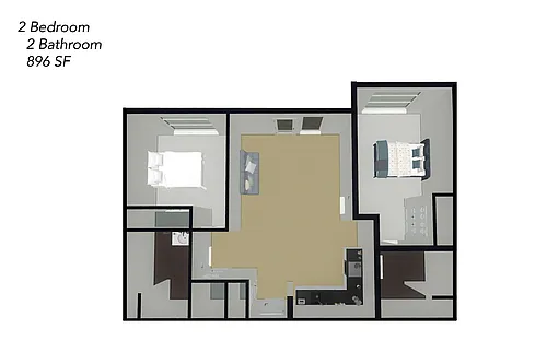 Floor plan Two Bedroom Two Bathroom