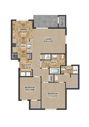 Floor plan 2 Bedroom 2 Bathroom - Large