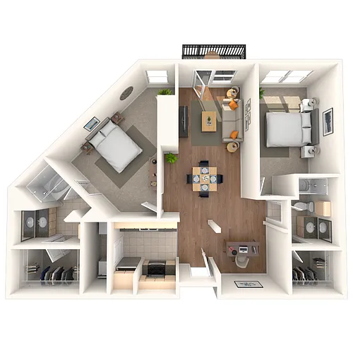Floor plan Traditional 2x2 1084 SF