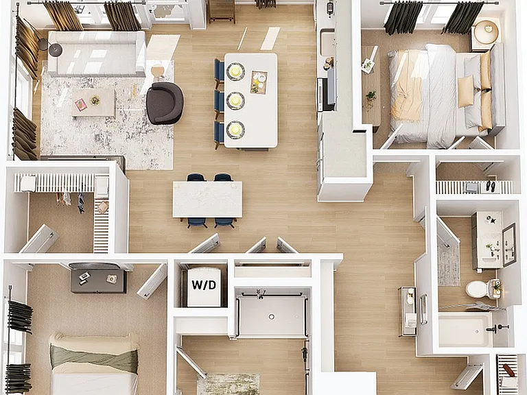 3D Floorplan - Unit B2A 3D Floorplan - Unit B2A
