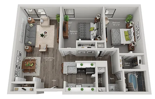 Floor plan Telegraph - 2 Bed, 1 Bath