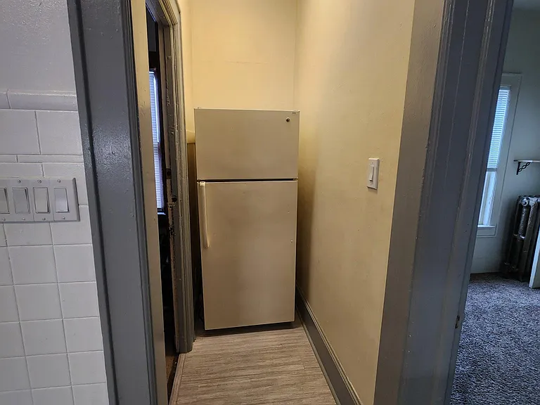 Kitchen back hall refrigerator