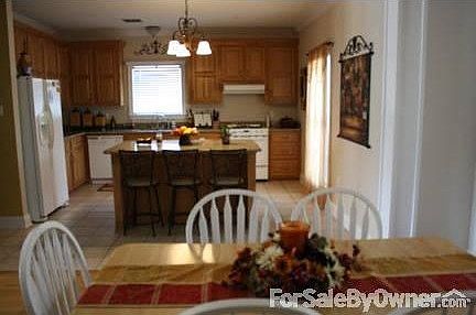 Dining and kitchen right off family room.