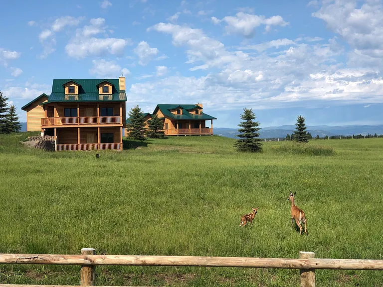 View of cabin from road, cabin in the back is the cabin listed.