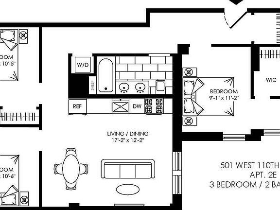 2nd image of 501 W 110th St APT 2E