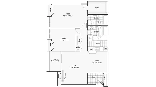 Floor plan 2 Bed 2 Bath