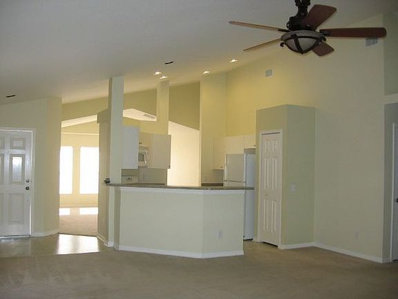 view from living room to kitchen