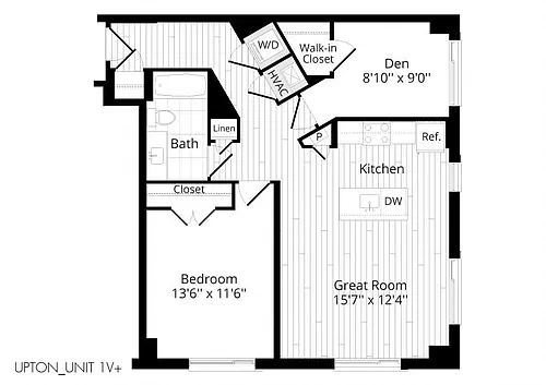 Floor plan 1 BR Den 1V+