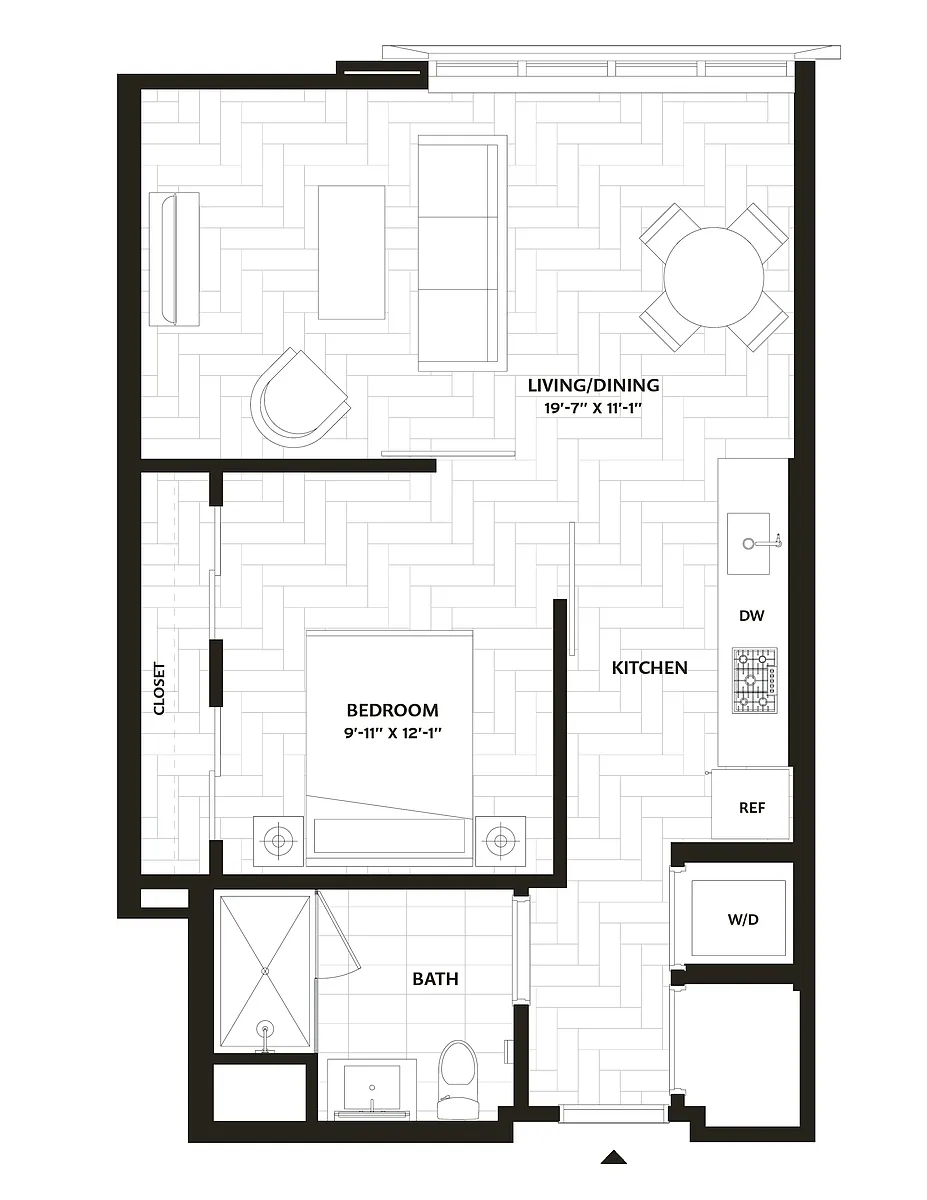 Floor plan 1 Bed/1 Bath-A6