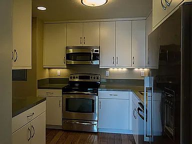 Kitchen with stainless steel appliances