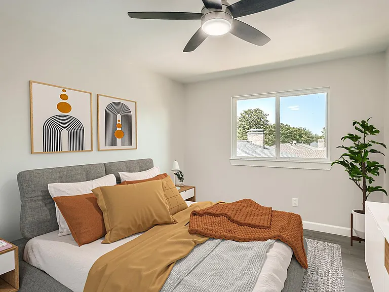 Bedroom 6. This image shows a virtually furnished space. Bedrooms come unfurnished.