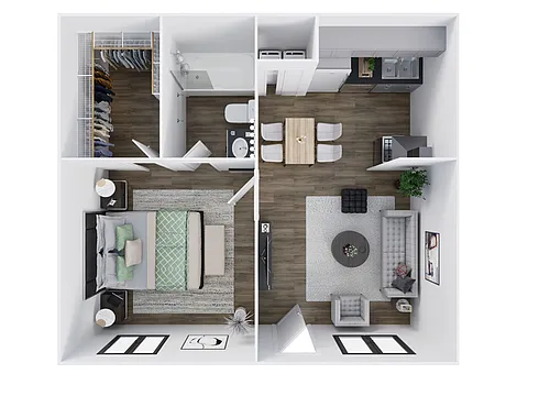 Floor plan One Bed One Bath A