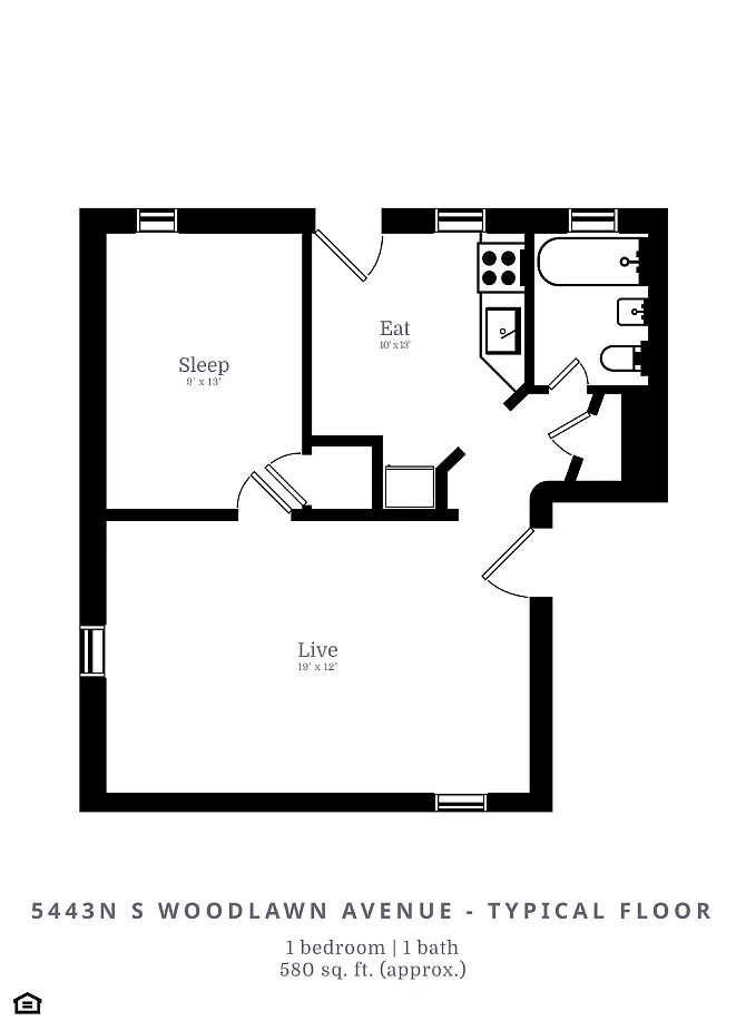 Floor plan 1 Bed |1 Bath (B3)