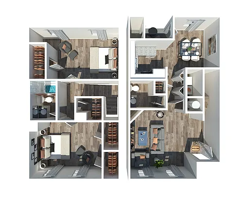 Floor plan Huntley East 2 Bedroom 1.5 Bath Townhome 1102