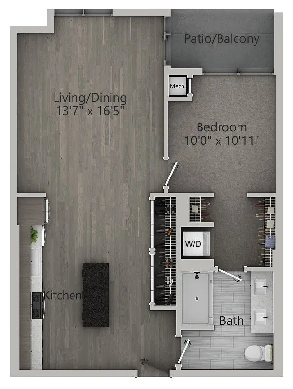Floor plan A9 | 1 Bedroom | 768 SF