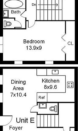 floor-plan for both Apt E and F