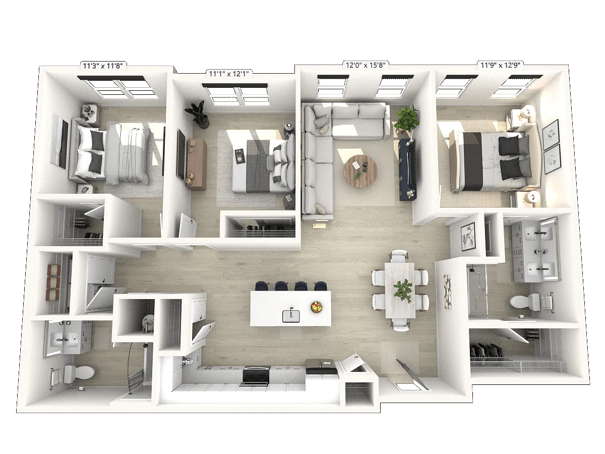Floor plan D13 - 3 Bedroom 2 Bathroom