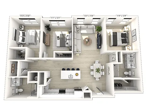 Floor plan D13 - 3 Bedroom 2 Bathroom
