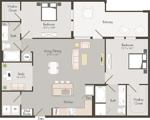 B6A | 2 bed 2.5 bath | 1320 sq ft B6A | 2 bed 2.5 bath | 1320 sq ft