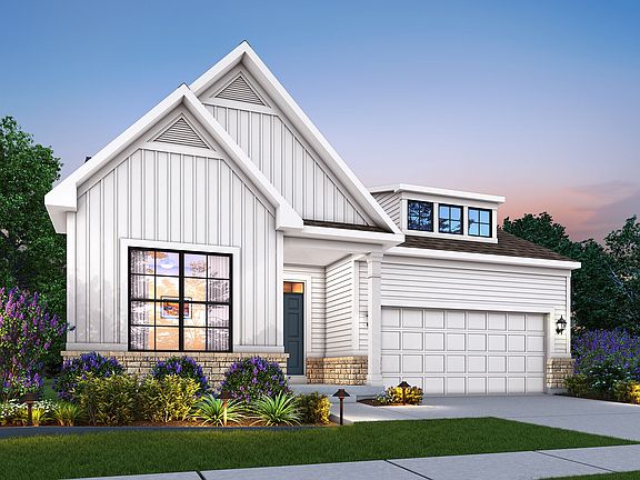 Faulkner - Elevation B Optional Coach Lights and Stone Wainscot