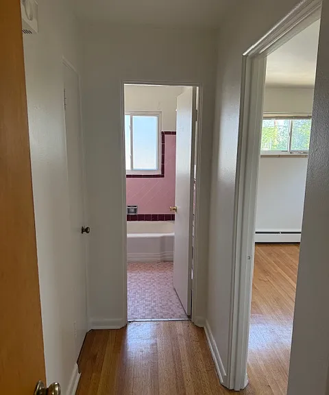 Hallway and bathroom