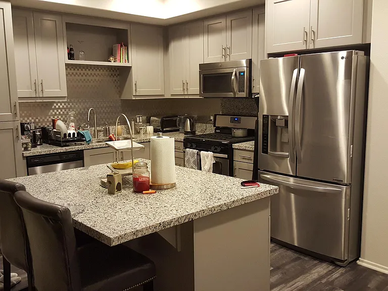 Kitchen with stainless steel appliances