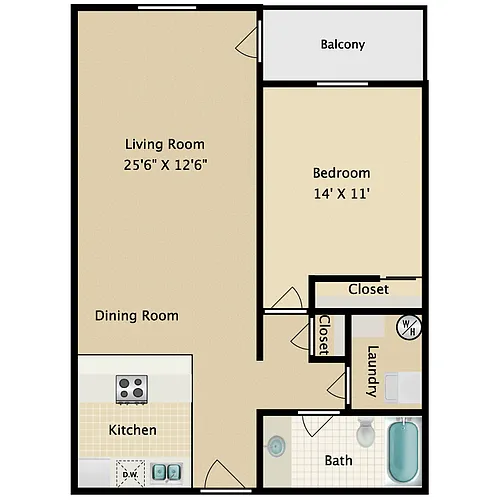 Floor plan 1 Bedroom