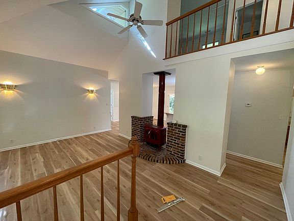 Living room with wood stove