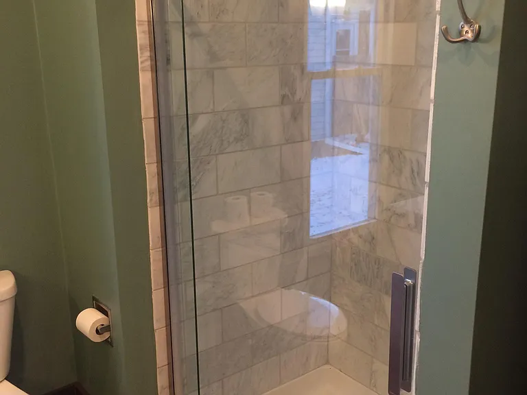 Master shower with Marble tile