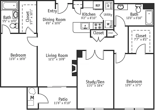 Floor plan Amherst with den