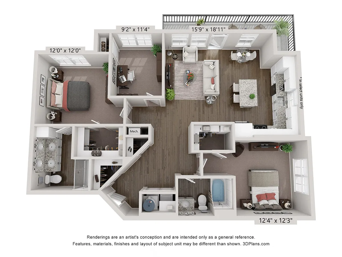 Floor plan B4 - Sapphire 2X2 Study
