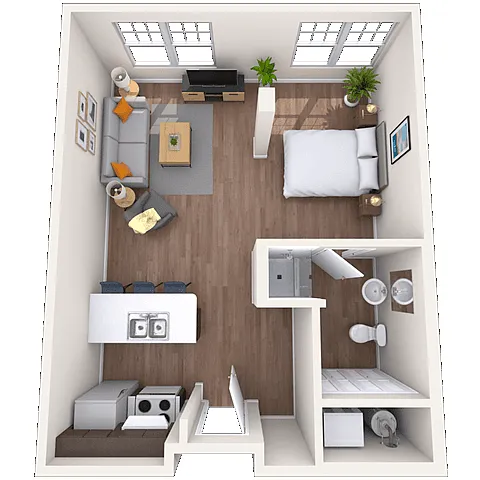 Floor plan Studio 0x1 510-693 SF