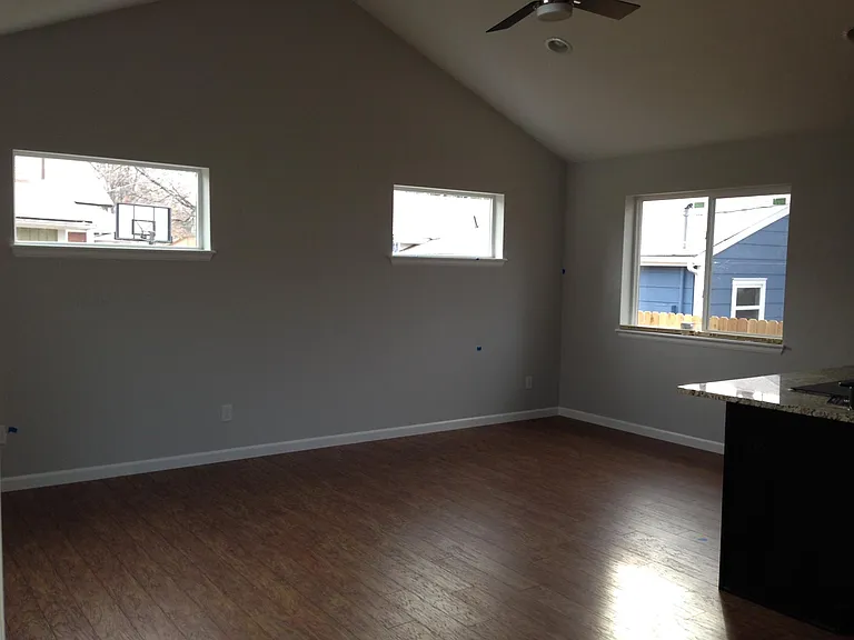 east and south facing windows in living space