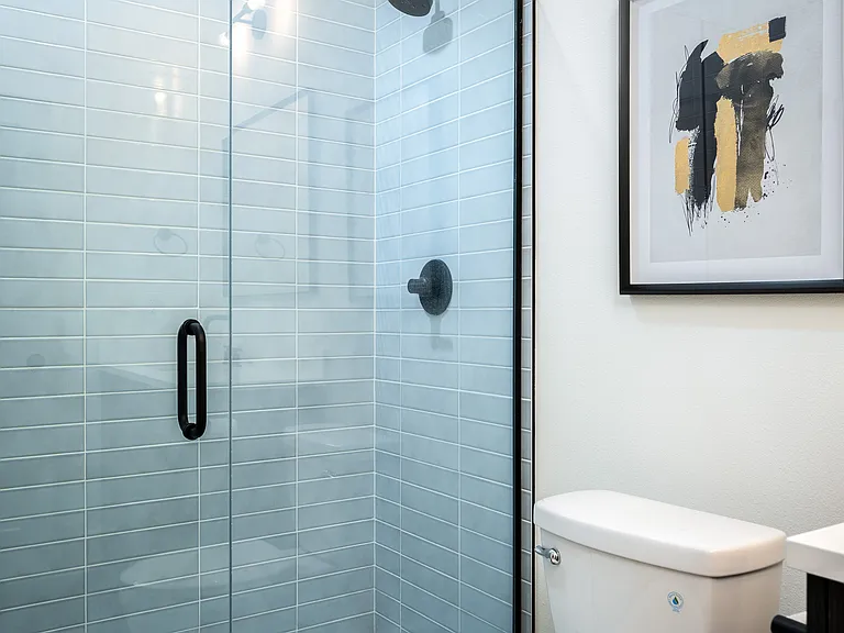 Extensive, custom tile in walk-in shower