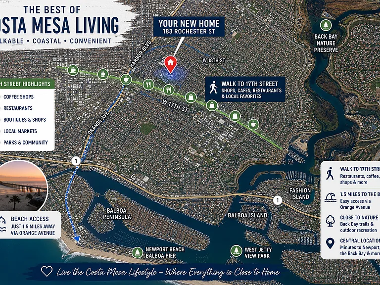 Illustrative AI-generated neighborhood map. Distances, routes, and nearby amenities are approximate and provided for marketing purposes only. Prospective renters should verify locations and walking distances independently.