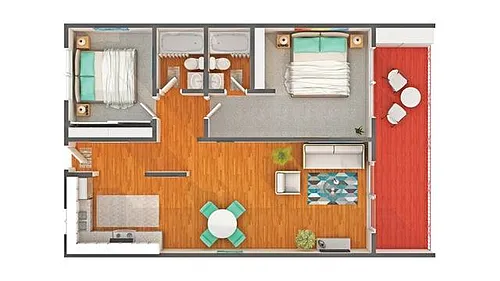 Floor plan Miramar 2x2