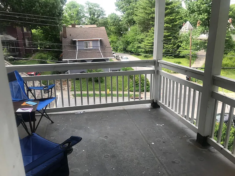 View from verandah onto the street in one of the oldest neighborhoods in Cincinnati.