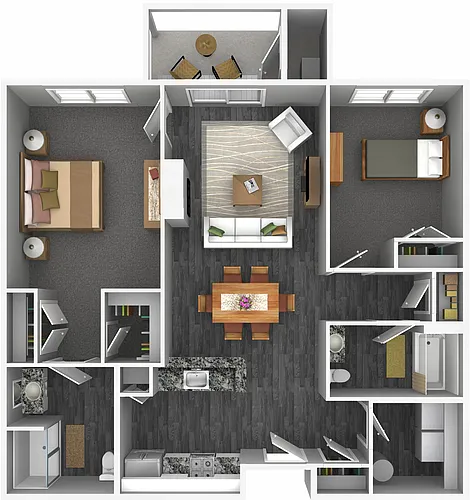 Floor plan 2 Bed - 2 Bath