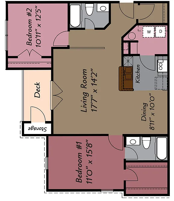 Floor plan 2 Bedroom 2 Bath