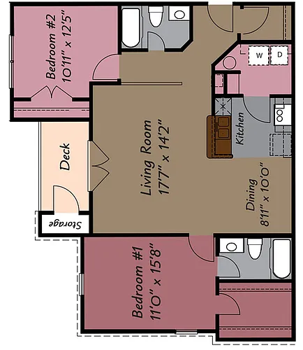 Floor plan 2 Bedroom 2 Bath