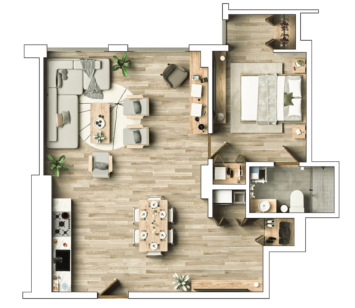 Floor plan 1 Bedroom, 1 Bathroom