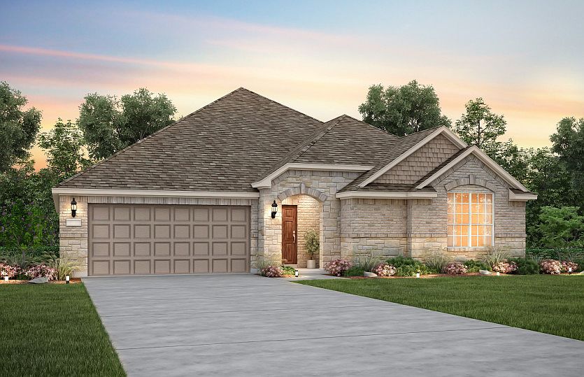 The Sunnyvale, a one-story new construction home with 2-car garage, shown with Home Exterior C