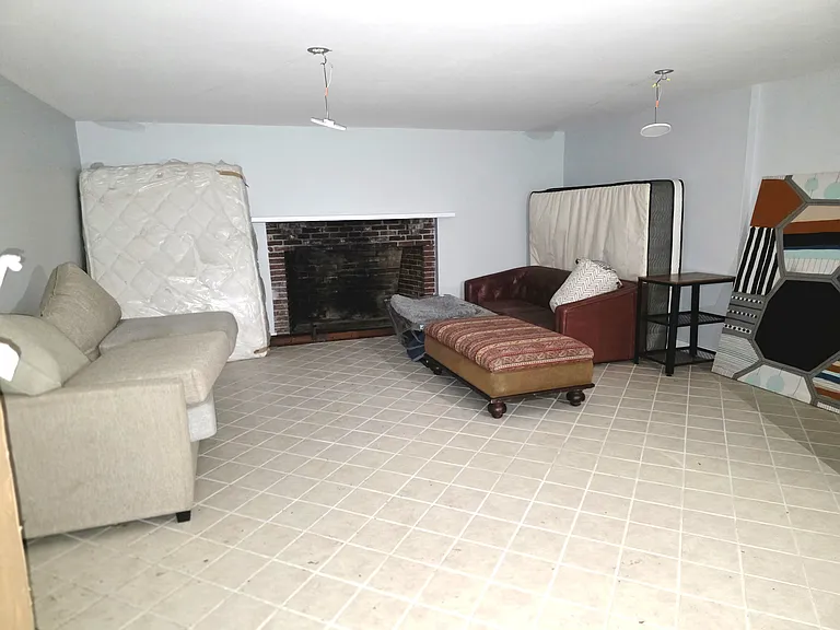 lower level family room still being set up