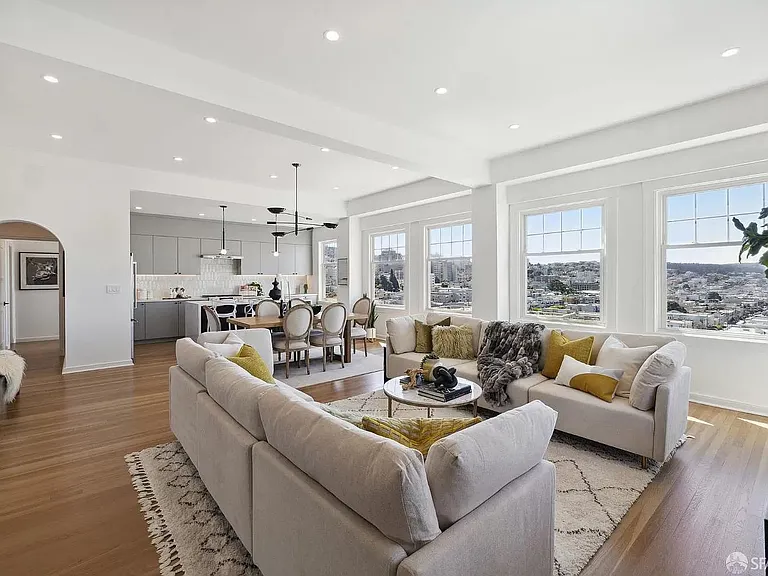 living, dining, kitchen