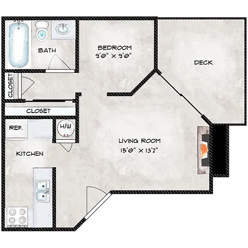 Floor plan Jr One Bedroom One Bath